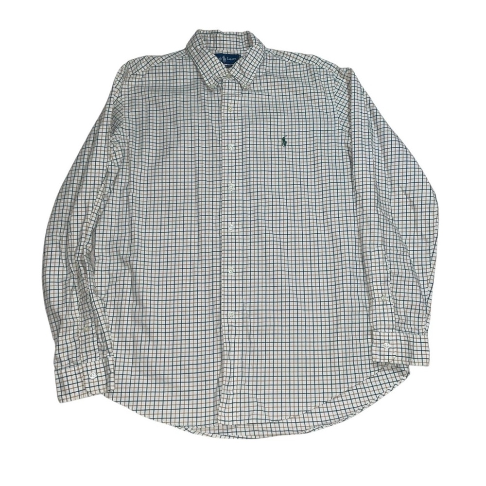 Polo Ralph Lauren Oxford custom fit Plaid Button Down mens Lg Long Sleeve
